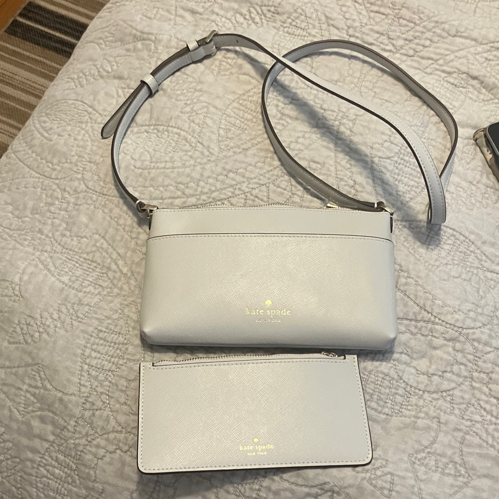 Kate Spade Light Gray Crossbody Bag and Wallet